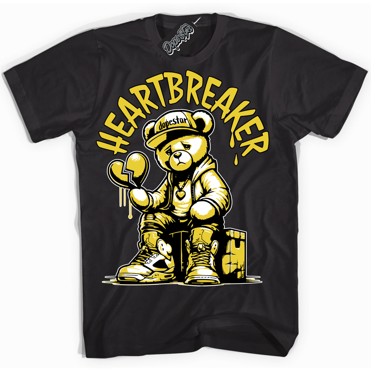 Cool Black Shirt with “ Heartbreaker Bear” design that perfectly matches Vivid Sulfur 4s Jordans.
