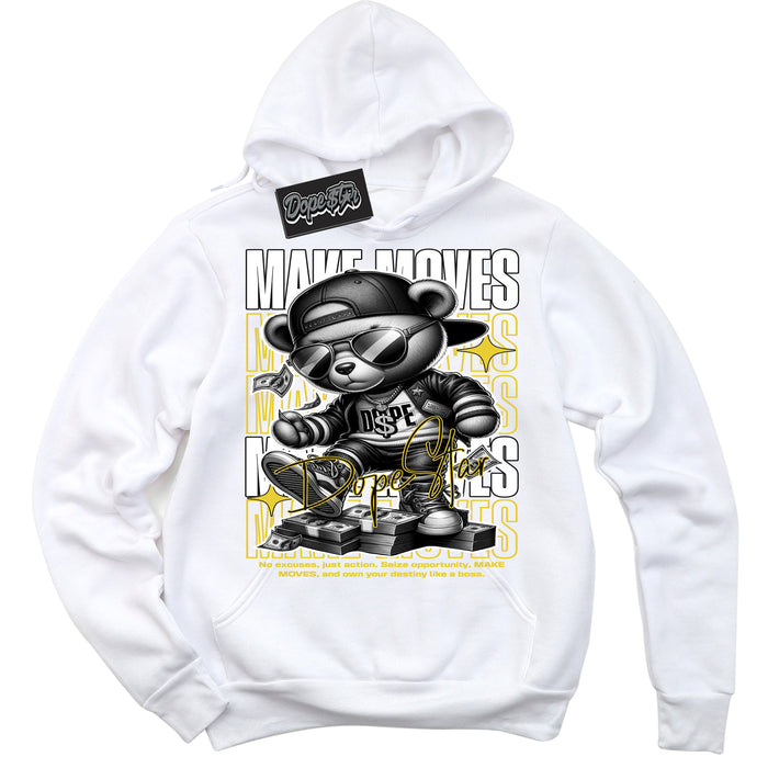 Cool White Hoodie with “ Makin Moves ”  design that Perfectly Matches Vivid Sulfur 4s Sneakers.