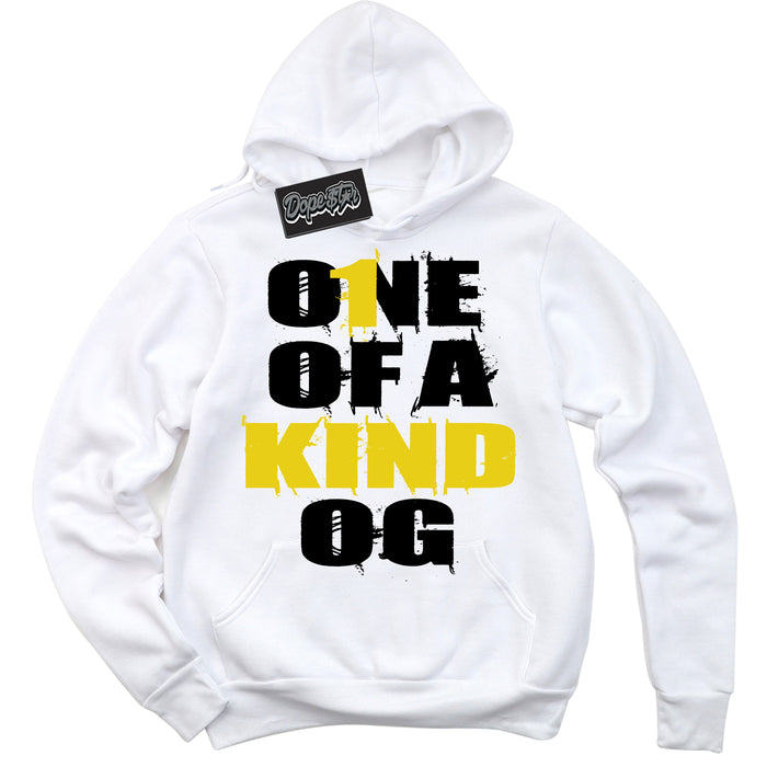 Cool White Hoodie with “ One Of A Kind ”  design that Perfectly Matches Vivid Sulfur 4s Jordans.
