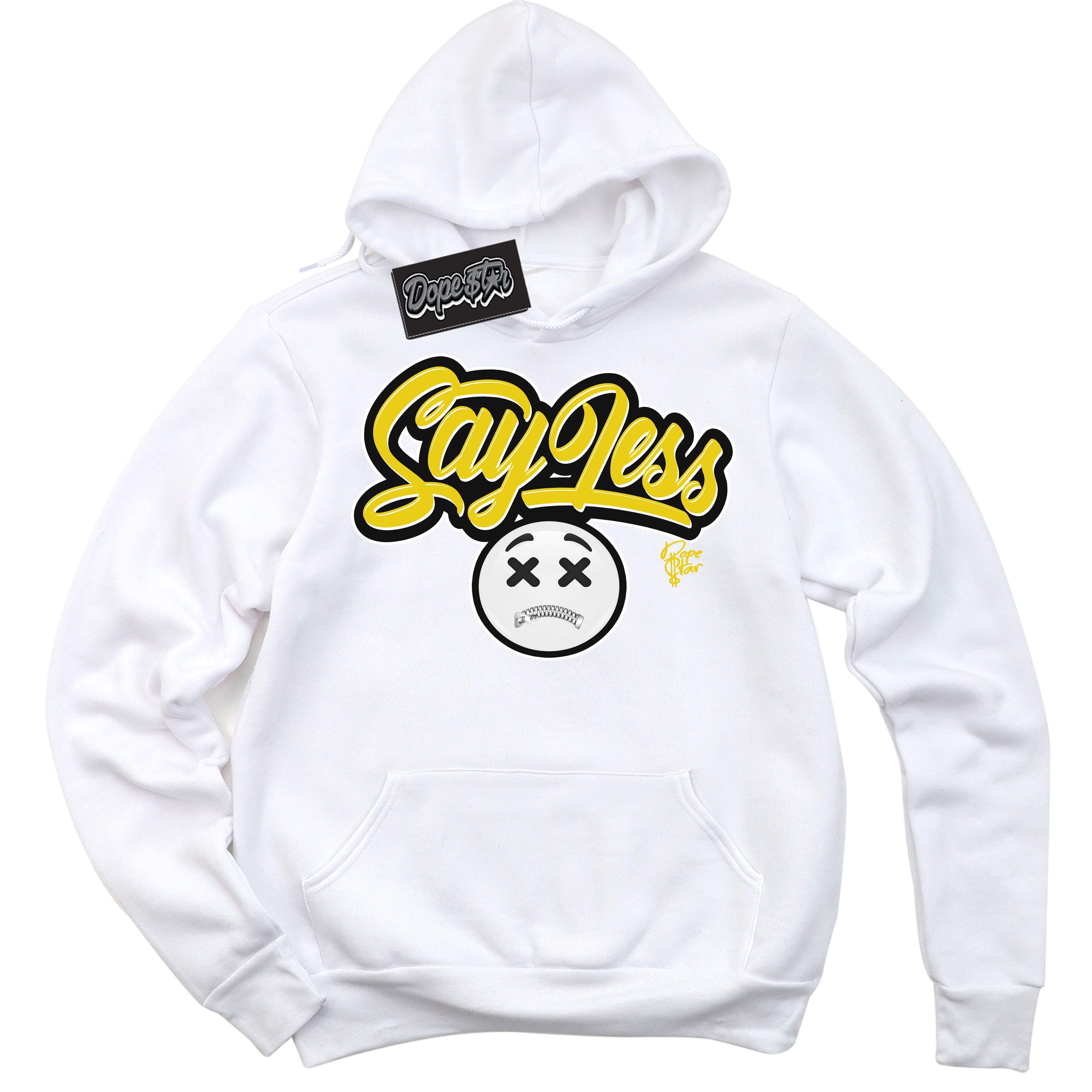 Cool White Hoodie with “ Say Less ”  design that Perfectly Matches Vivid Sulfur 4s Jordans.