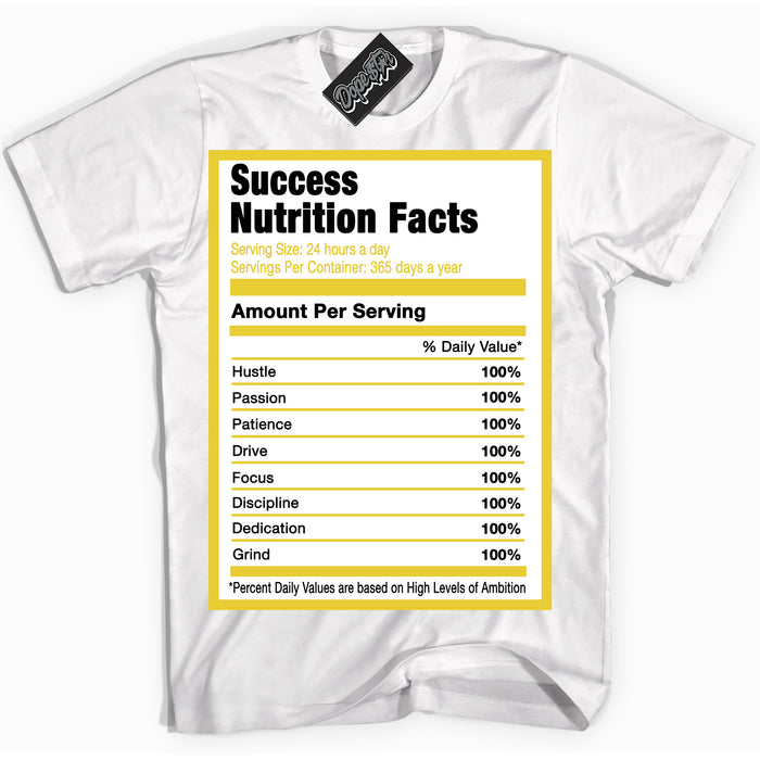 Cool White Shirt with “ Success Nutrition” design that perfectly matches Vivid Sulfur 4s Jordans.
