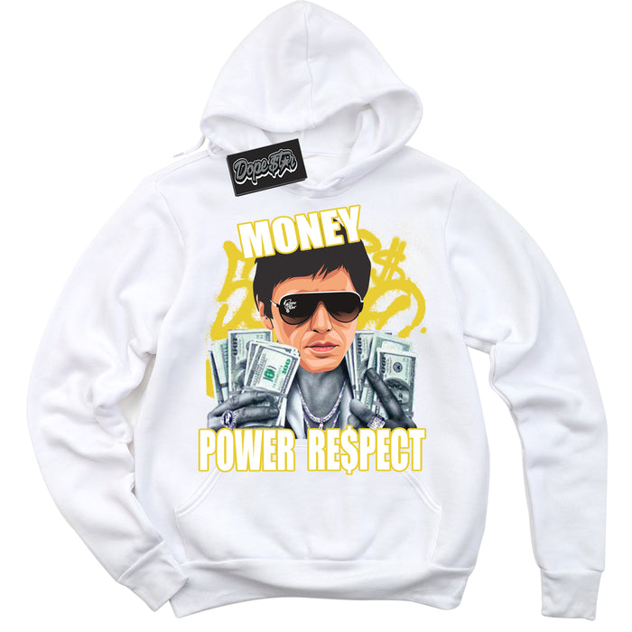 Cool White Hoodie with “ Tony Montana ”  design that Perfectly Matches Vivid Sulfur 4s Jordans.
