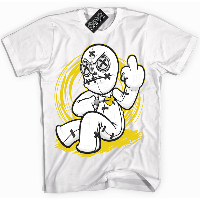 Cool White Shirt with “ Voodoo Doll” design that perfectly matches Vivid Sulfur 4s Jordans.

