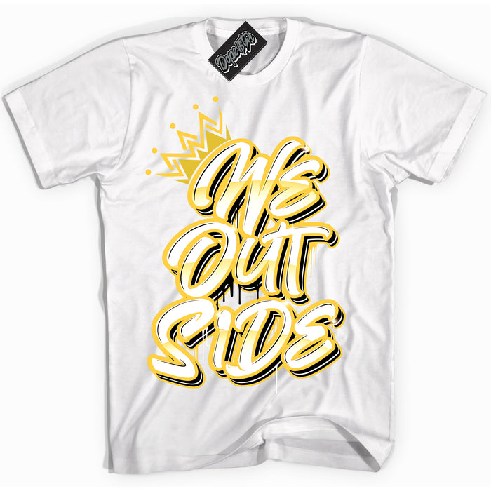 Cool White Shirt with “ We Outside” design that perfectly matches Vivid Sulfur 4s Jordans.
