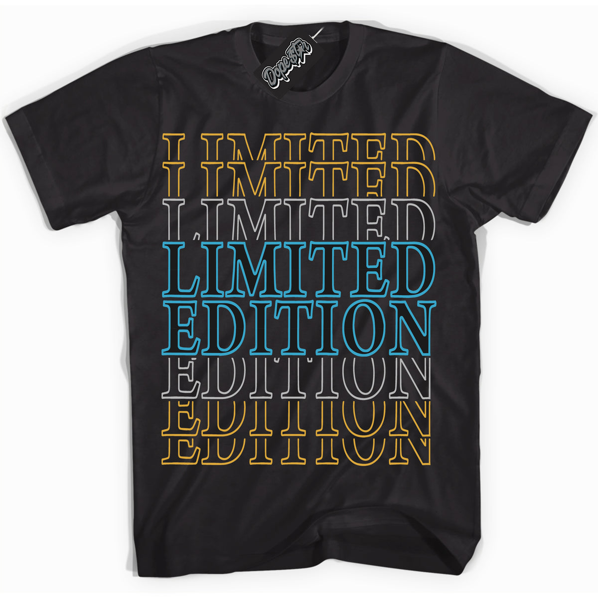 Cool Black Shirt with “ Limited Edition” design that perfectly matches Aqua 5s Sneakers.