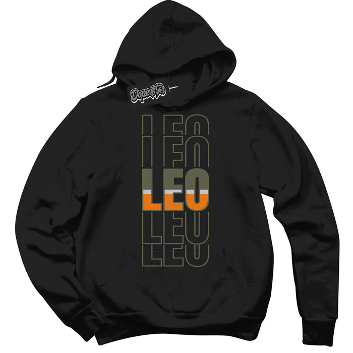 Cool Black Hoodie with “ Leo ”  design that Perfectly Matches Olive 5s Sneakers.