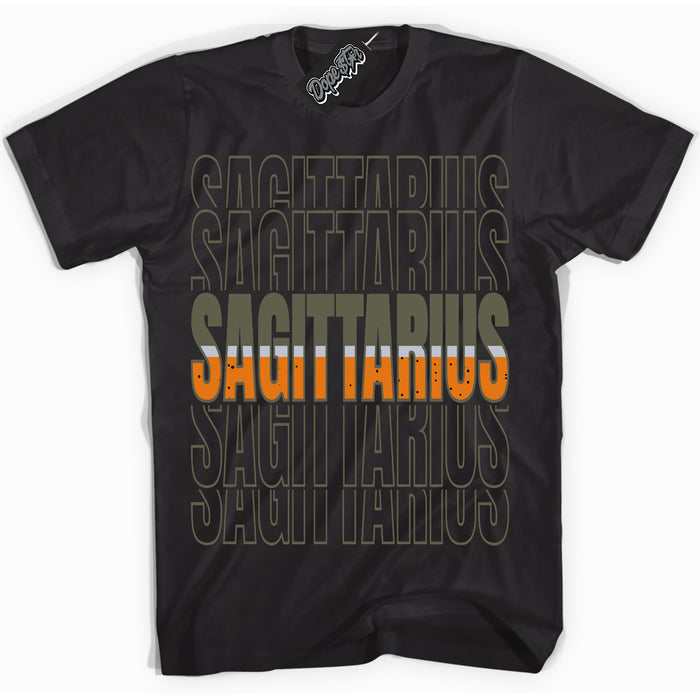 Cool Black Shirt with “ Sagittarius” design that perfectly matches Olive 5s Sneakers.