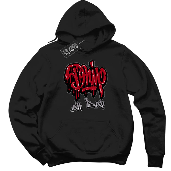 AJ5 Retro OG Black Metallic Reimagined ‘Drip All Day’ – Black Streetwear Hoodie | Men's and Women's graphic sweatshirt by Sneaker Shirts Outlet.
