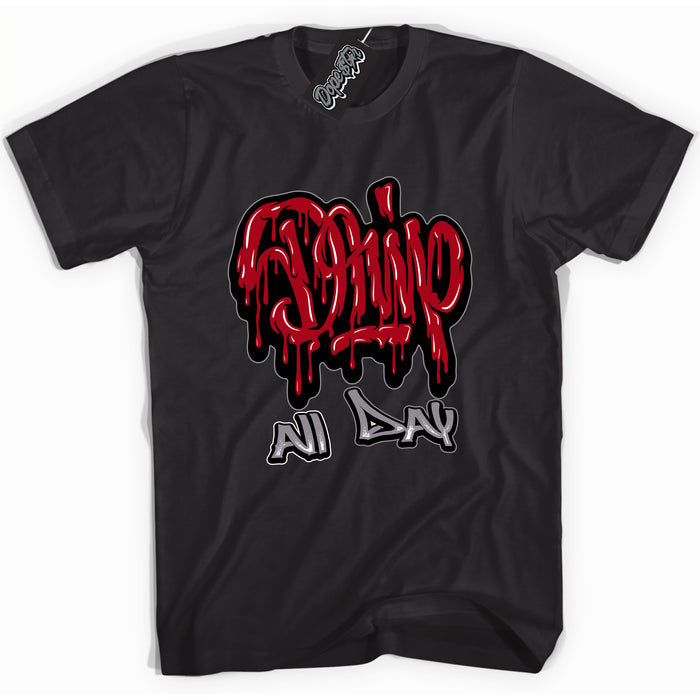 AJ5 Retro OG Black Metallic Reimagined “Drip All Day” black streetwear t-shirt and matching sneaker tee for men and women by Sneaker Shirts Outlet.
