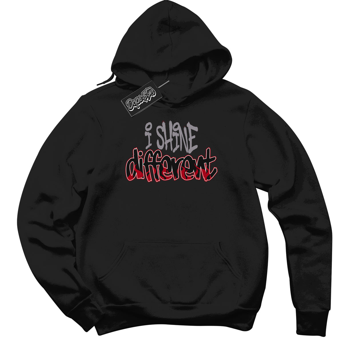 AJ5 Retro OG Black Metallic Reimagined ‘I Shine Different’ – Black Streetwear Hoodie | Men's and Women's graphic sweatshirt by Sneaker Shirts Outlet.
