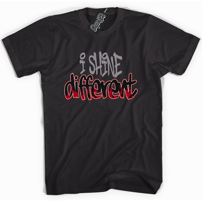 AJ5 Retro OG Black Metallic Reimagined “I Shine Different” black streetwear t-shirt and matching sneaker tee for men and women by Sneaker Shirts Outlet.
