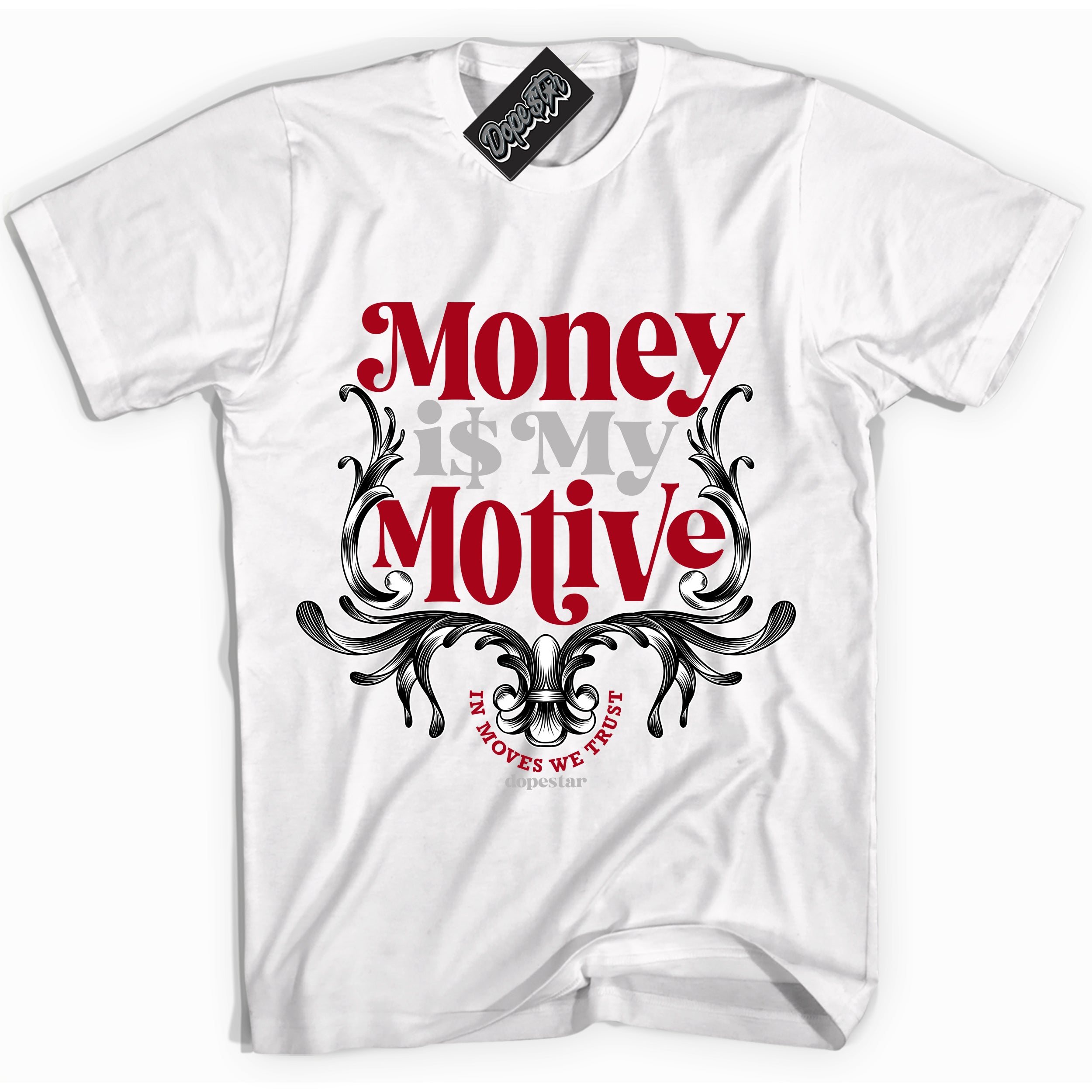AJ5 Retro OG Black Metallic Reimagined ‘Money Is My Motive’ – White Streetwear T-Shirt | Men's and Women's Sneaker Matching Tee by Sneaker Shirts Outlet.
