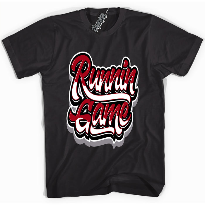 AJ5 Retro OG Black Metallic Reimagined ‘Running Game’ – Black Streetwear T-Shirt | Men's and Women's Sneaker Matching Tee by Sneaker Shirts Outlet.
