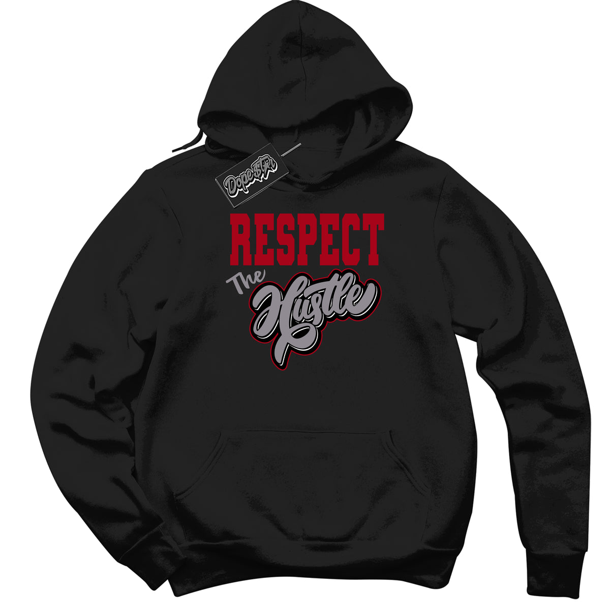 AJ5 Retro OG Black Metallic Reimagined ‘Respect The Hustle’ – Black Streetwear Hoodie | Men's and Women's graphic sweatshirt by Sneaker Shirts Outlet.
