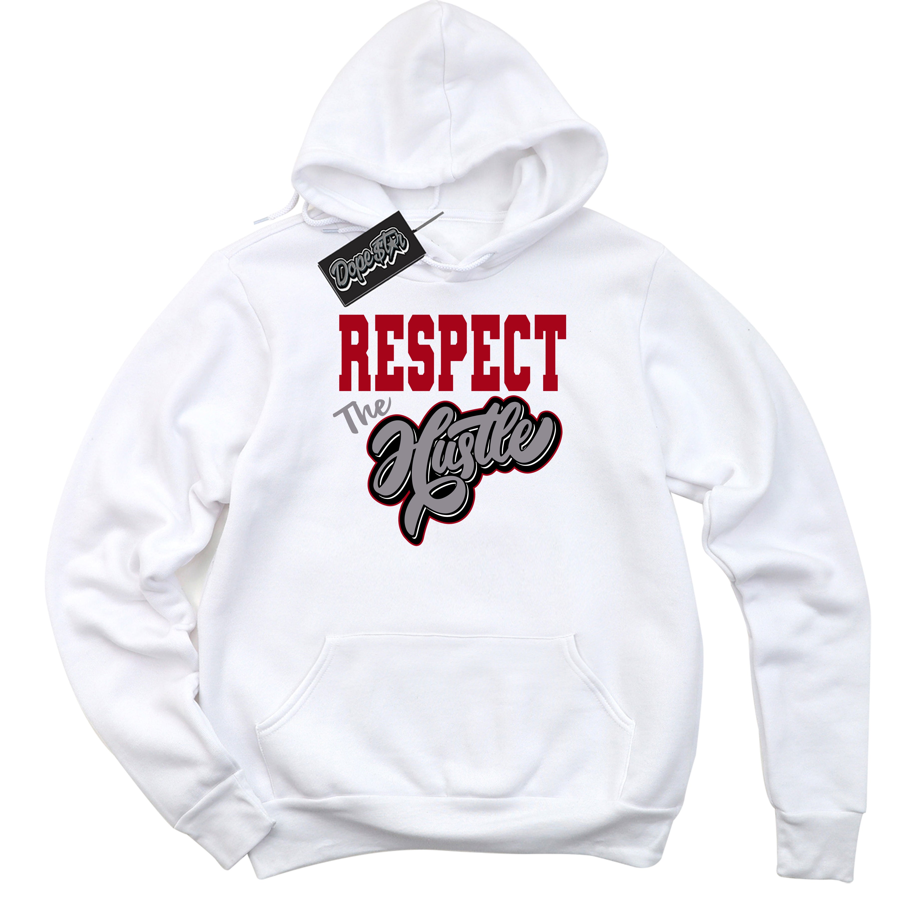 AJ5 Retro OG White Metallic Reimagined ‘Respect The Hustle’ – Black Streetwear Hoodie | Men's and Women's graphic sweatshirt by Sneaker Shirts Outlet.
