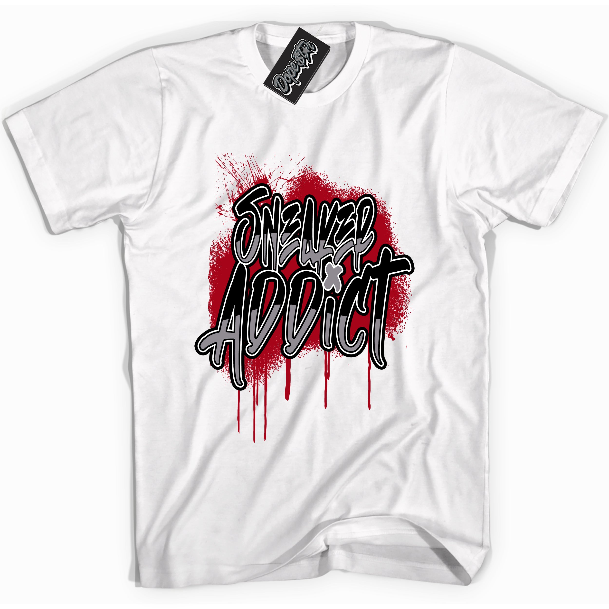 AJ5 Retro OG Black Metallic Reimagined ‘Sneaker Addict’ – White Streetwear T-Shirt | Men's and Women's Sneaker Matching Tee by Sneaker Shirts Outlet.
