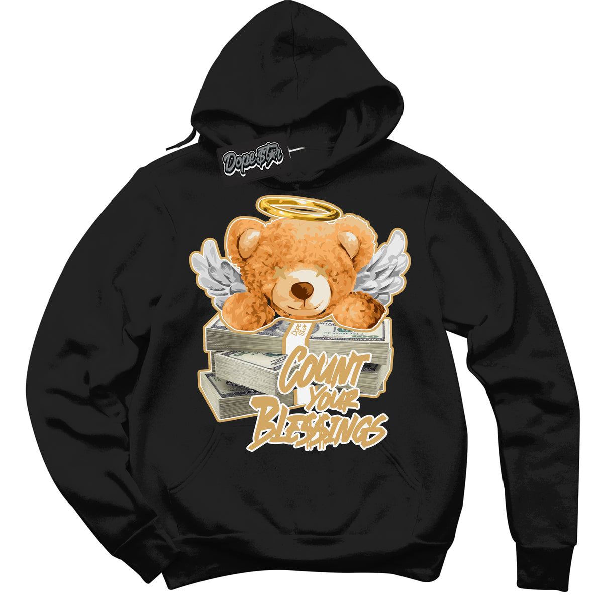 Cool Black Hoodie with “ Count Your Blessings ”  design that Perfectly Matches Craft Paris 6s Jordans.
