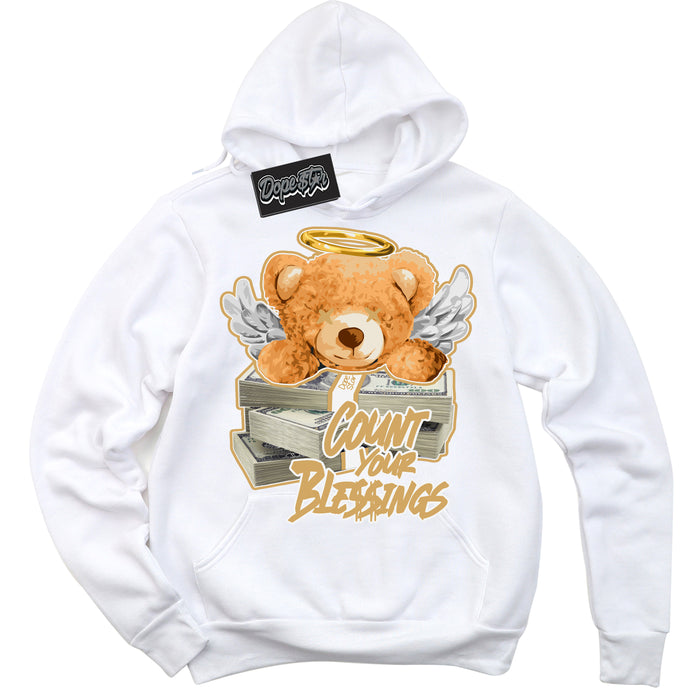 Cool White Hoodie with “ Count Your Blessings ”  design that Perfectly Matches Craft Paris 6s Jordans.