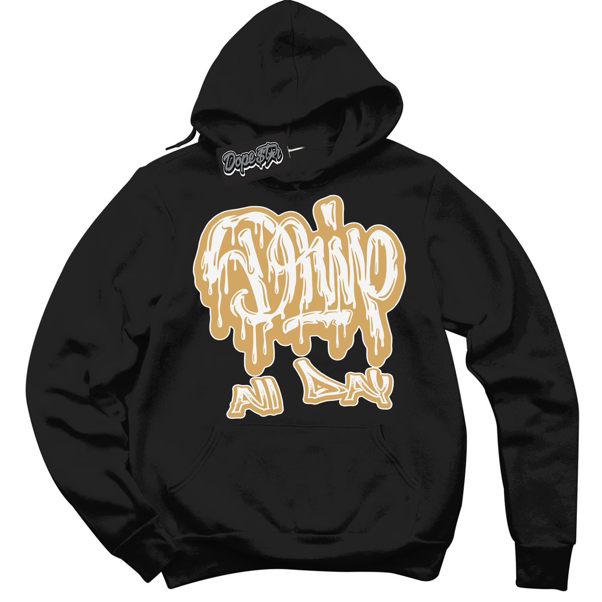 Cool Black Hoodie with “ Drip All Day ”  design that Perfectly Matches Craft Paris 6s Jordans.
