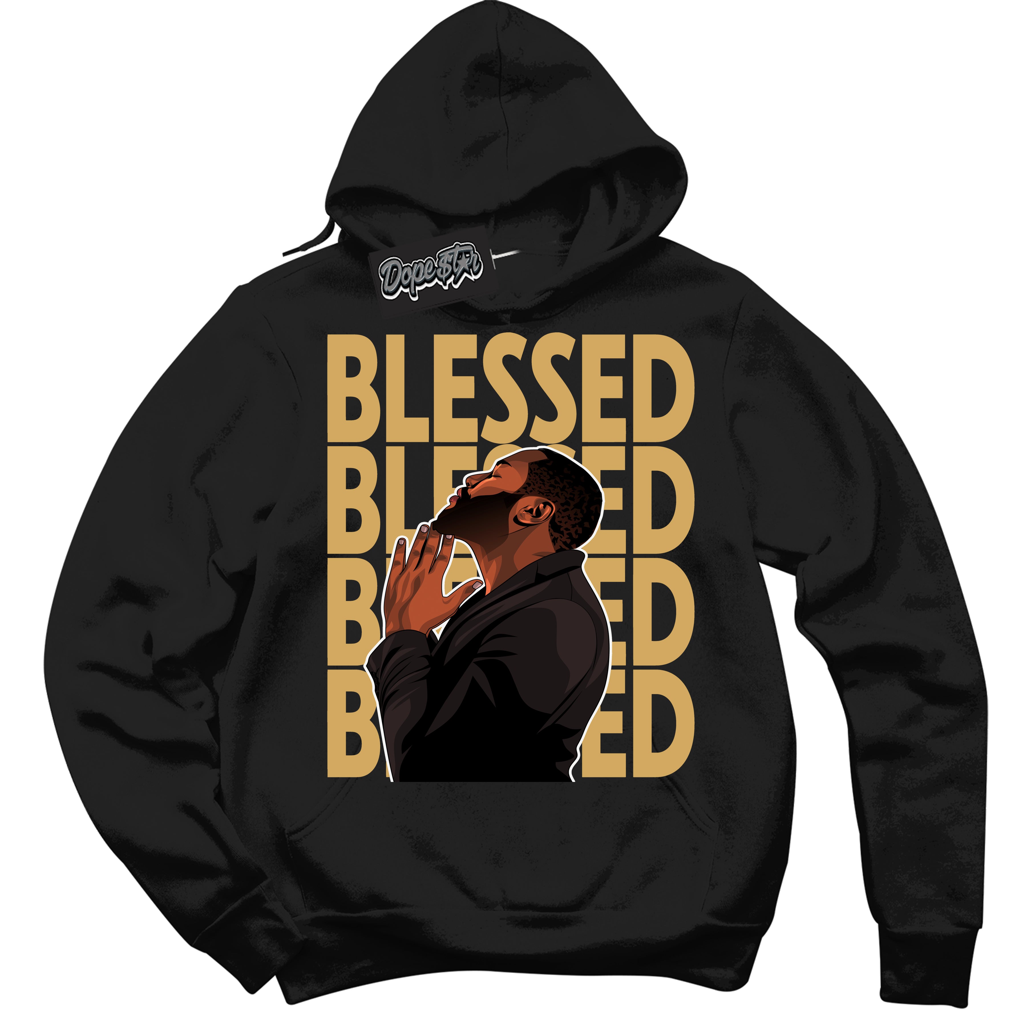 Cool Black Hoodie with “ God Blessed ”  design that Perfectly Matches Craft Paris 6s Jordans.
