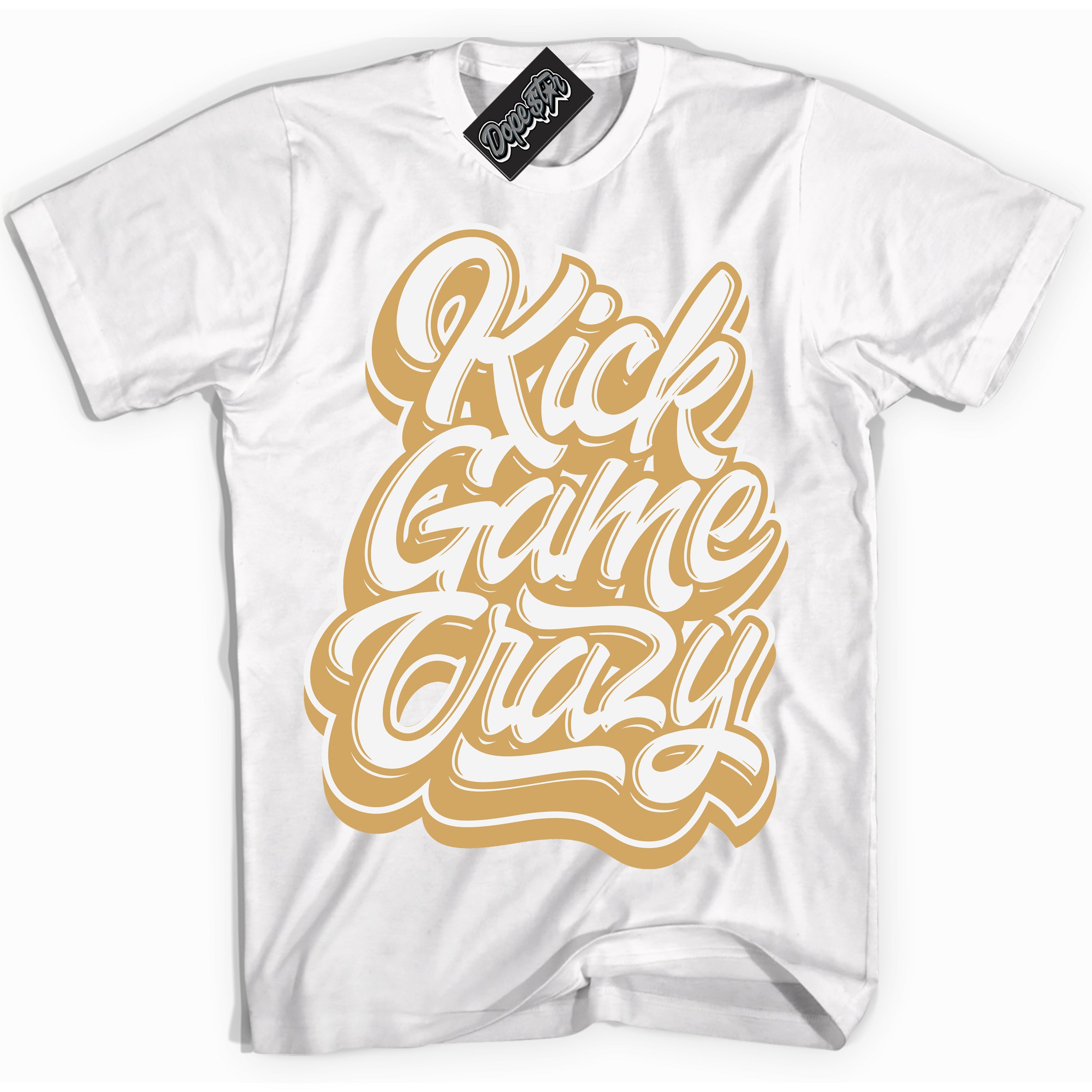 Cool White Shirt with “ Kick Game Crazy ” design that perfectly matches Craft Paris 6s Jordans.
