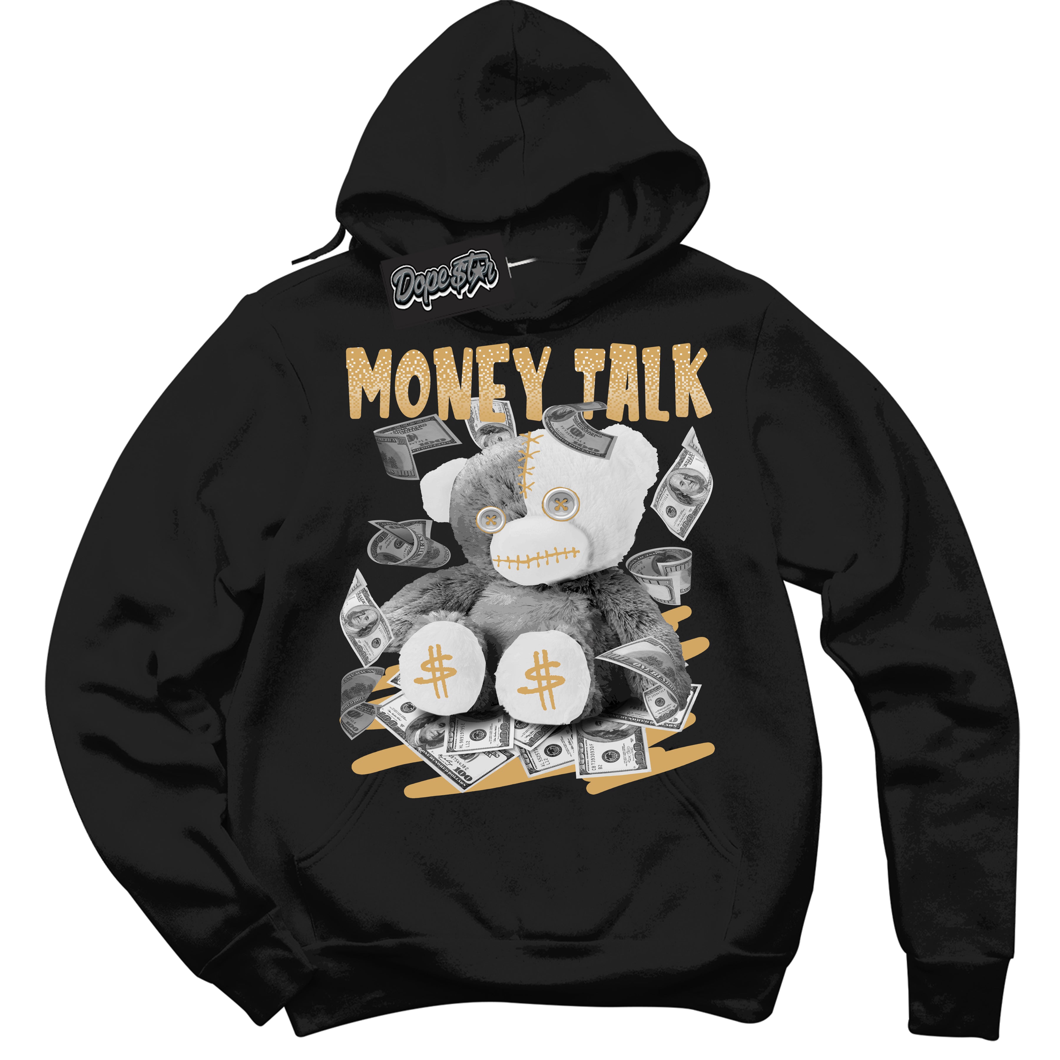Cool Black Hoodie with “ Money Talk ”  design that Perfectly Matches Craft Paris 6s Jordans.
