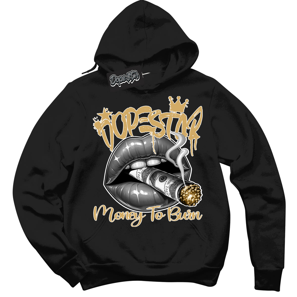 Cool Black Hoodie with “ Money To Burn ”  design that Perfectly Matches Craft Paris 6s Jordans.
