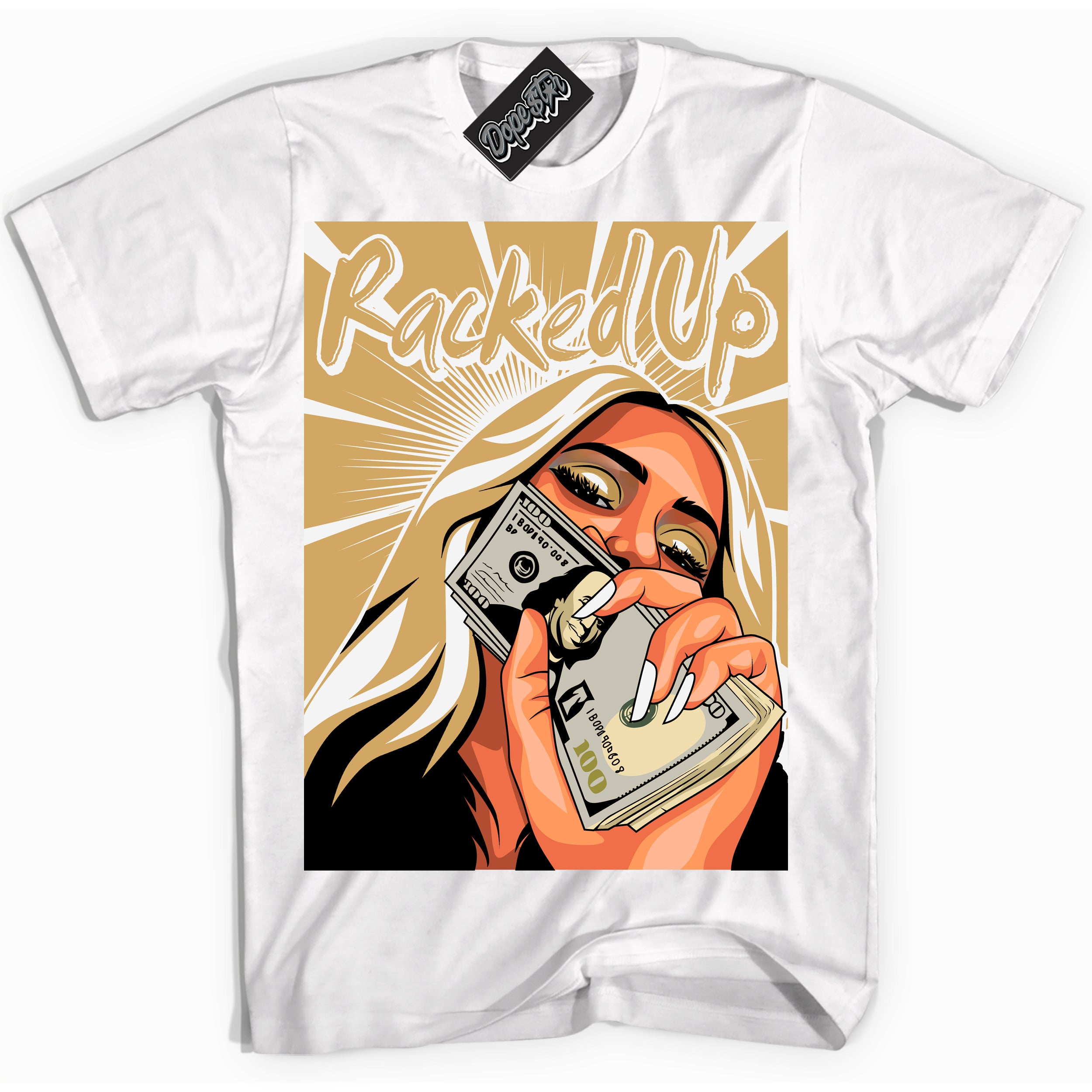Cool White Shirt with “ Racked Up ” design that perfectly matches Craft Paris 6s Jordans.
