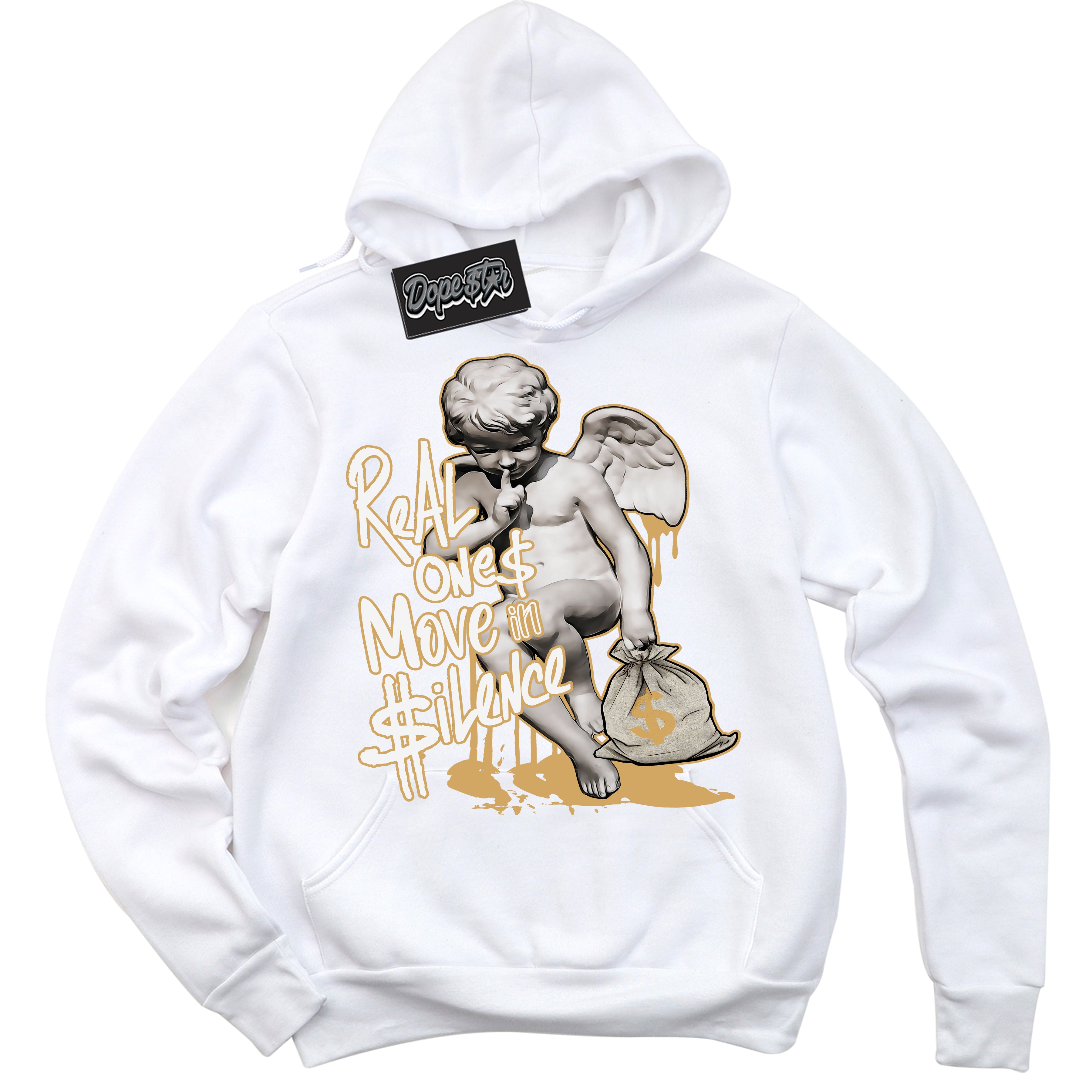 Cool White Hoodie with “ Real Ones Cherub ”  design that Perfectly Matches Craft Paris 6s Jordans.
