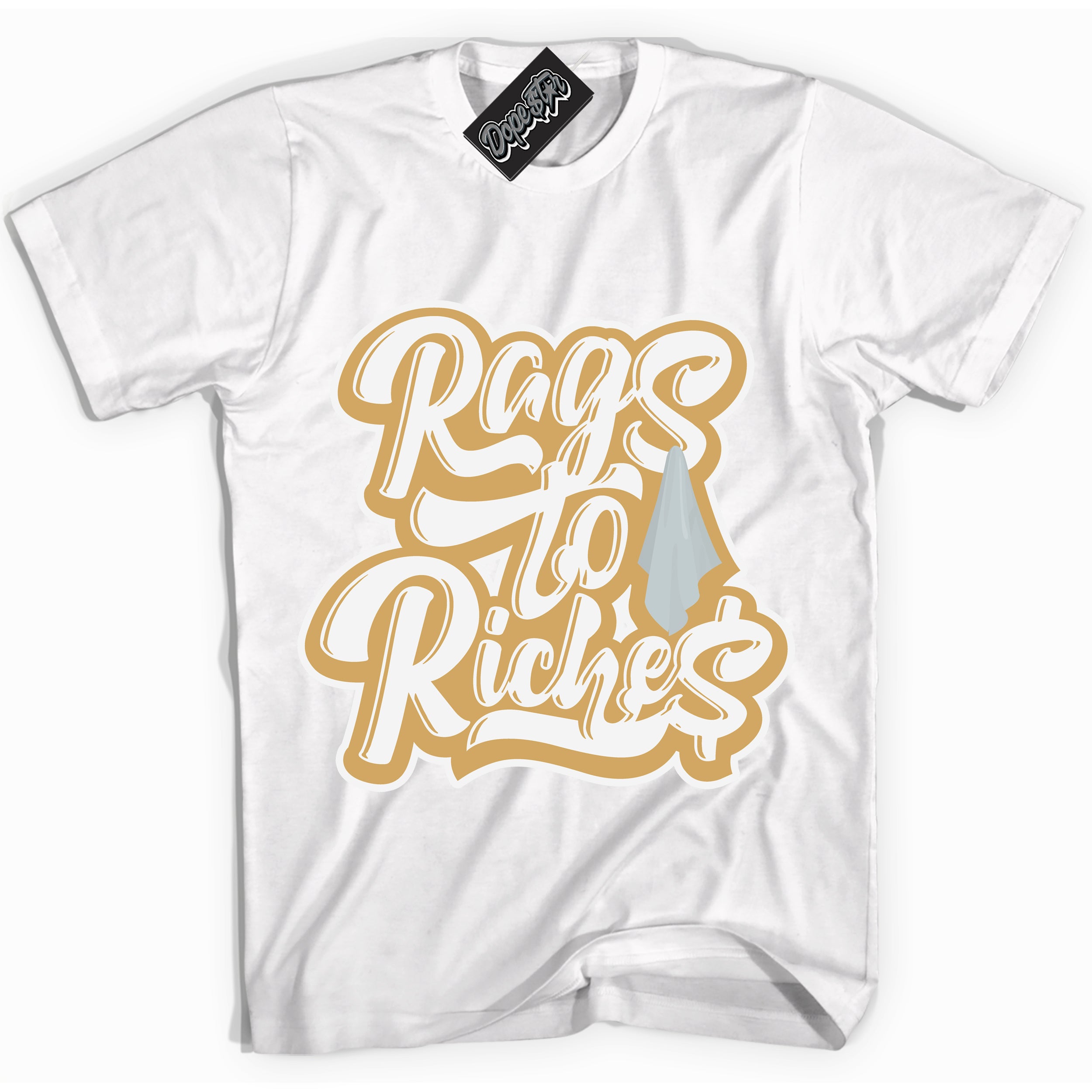 Cool White Shirt with “ Rags To Riches ” design that perfectly matches Craft Paris 6s Jordans.

