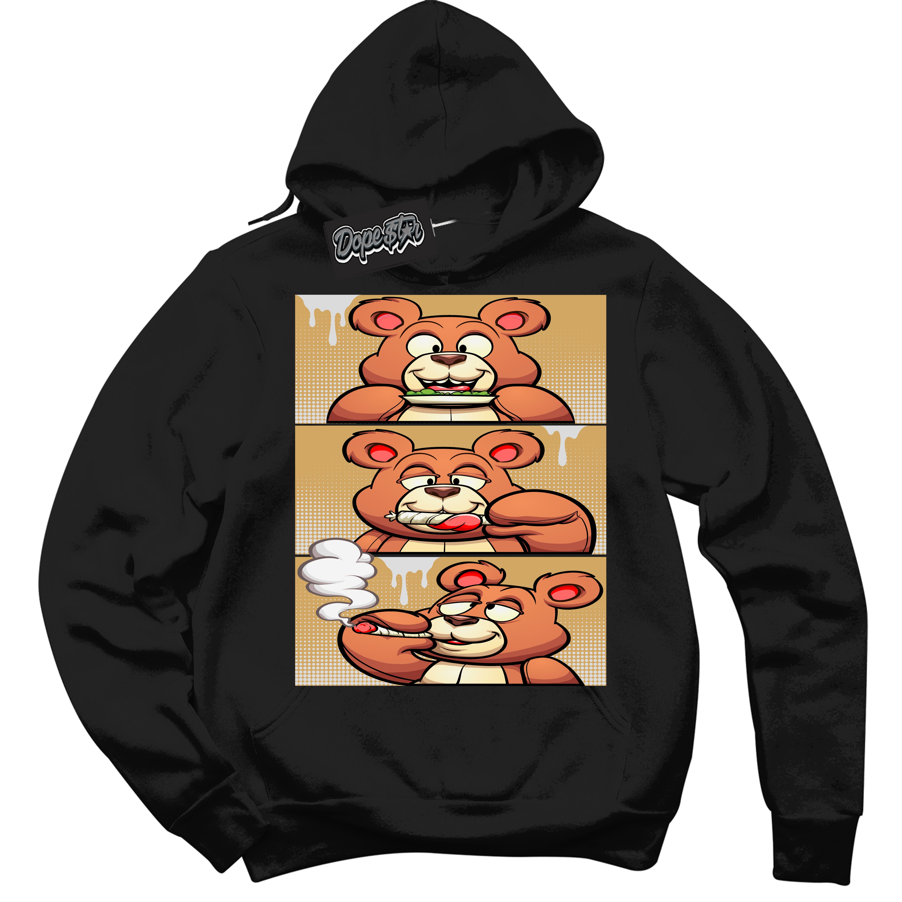 Cool Black Hoodie with “ Roll It Lick It Smoke It Bear ”  design that Perfectly Matches Craft Paris 6s Jordans.
