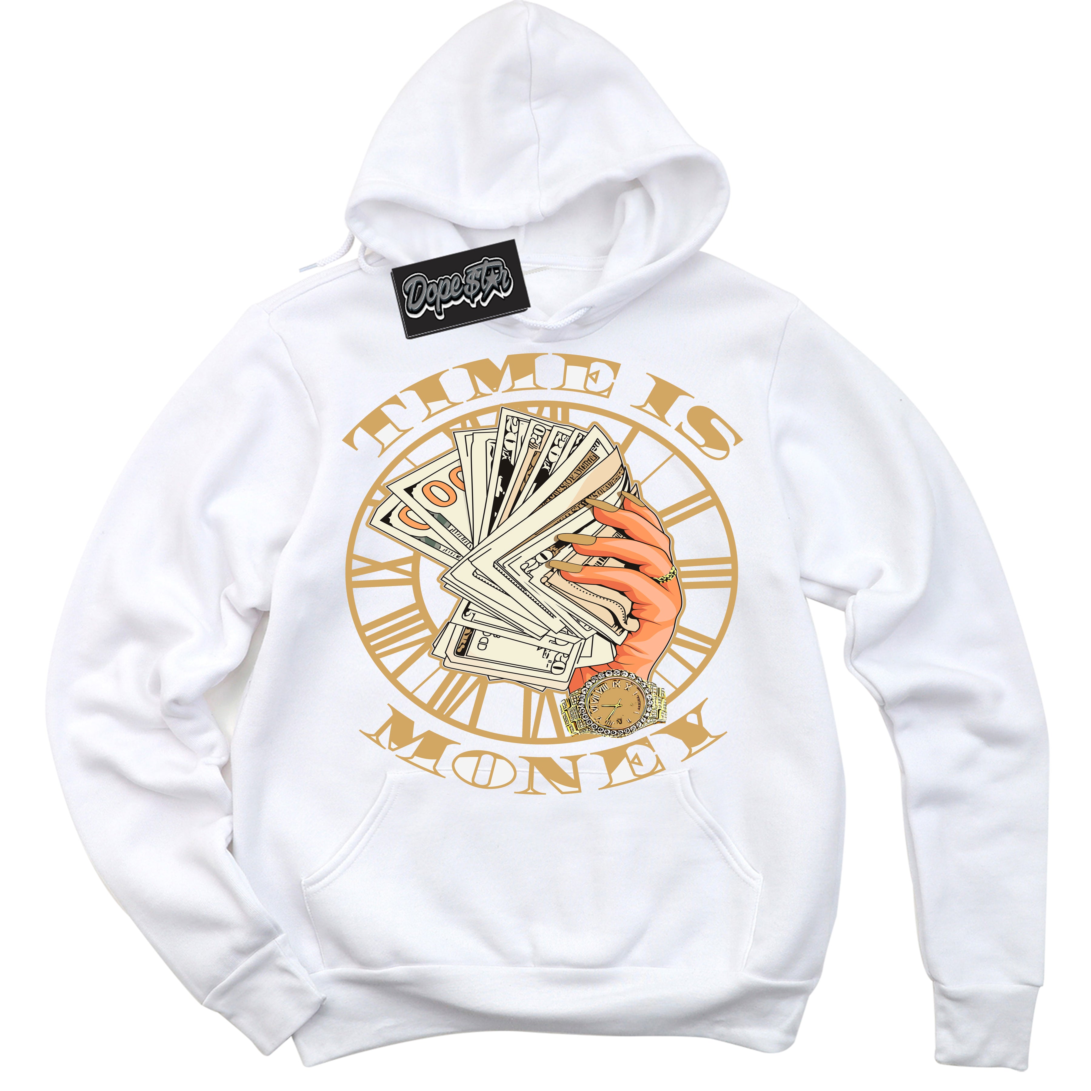 Cool White Hoodie with “ Time Is Money ”  design that Perfectly Matches Craft Paris 6s Jordans.
