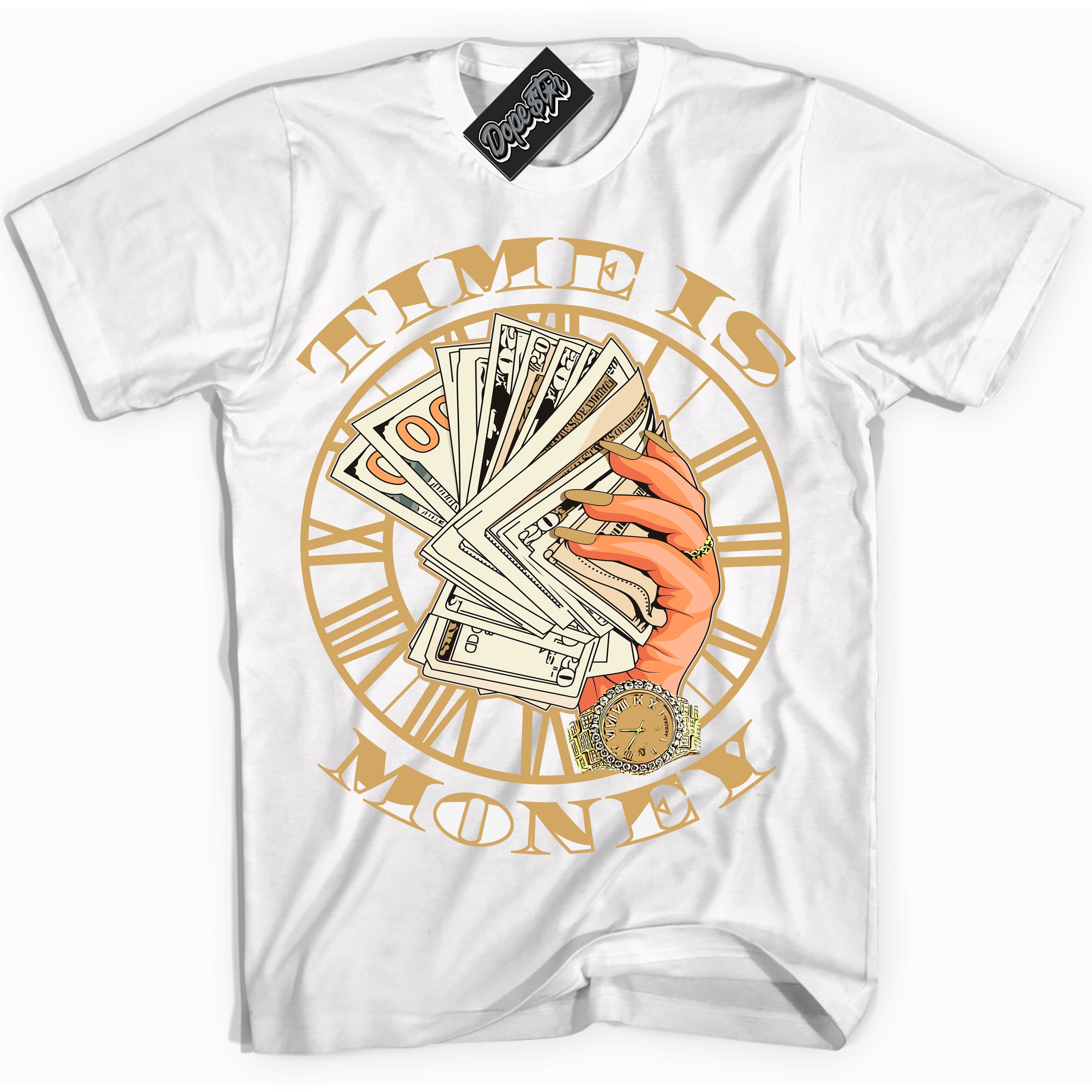 Cool White Shirt with “ Time Is Money ” design that perfectly matches Craft Paris 6s Jordans.
