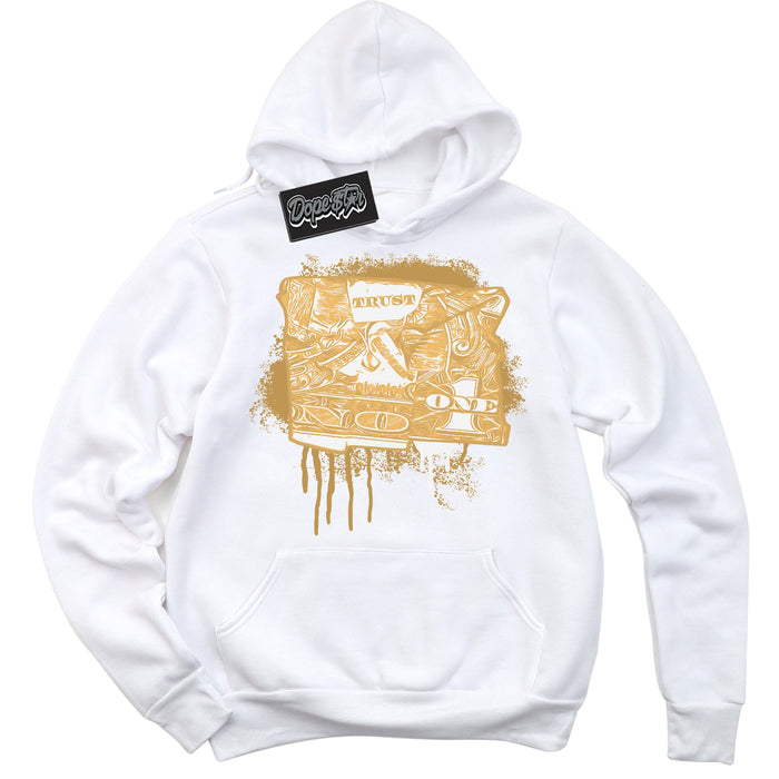 Cool White Hoodie with “ Trust No One Dollar ”  design that Perfectly Matches Craft Paris 6s Jordans.
