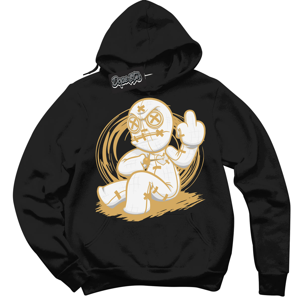 Cool Black Hoodie with “ Voodoo Doll ”  design that Perfectly Matches Craft Paris 6s Jordans.

