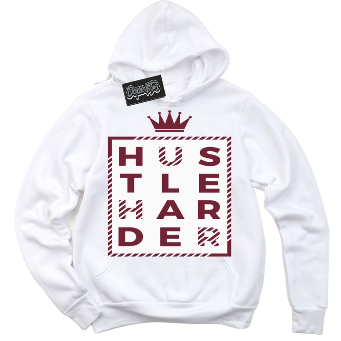 AJ6 Rings Team Red ‘Hustle Harder – White Streetwear Hoodie | Sneaker Matching sweatshirt for AJ6 Rings Team Red | Graphic Hoodie for Men & Women Streetwear by Sneaker Shirts Outlet.