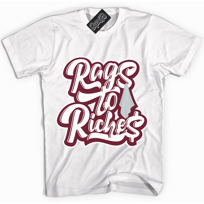 AJ6 Rings Team Red ‘Rags To Riches – White Streetwear T-Shirt | Sneaker Matching shirt for AJ6 Rings Team Red | Graphic Tee for Men & Women Streetwear by Sneaker Shirts Outlet.