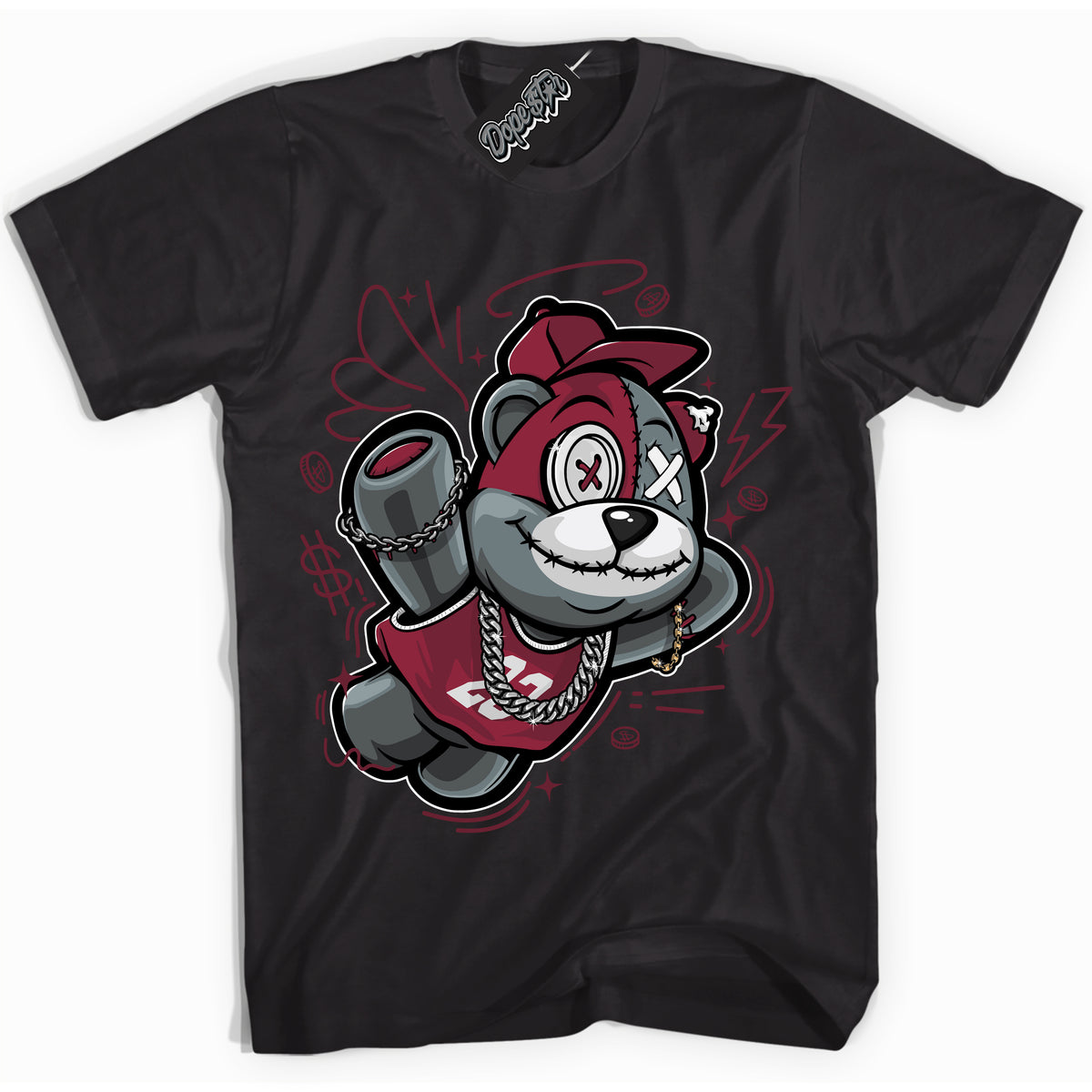 AJ6 Rings Team Red ‘Slam Dunk Bear – Black Streetwear T-Shirt | Sneaker Matching shirt for AJ6 Rings Team Red | Graphic Tee for Men & Women Streetwear by Sneaker Shirts Outlet.