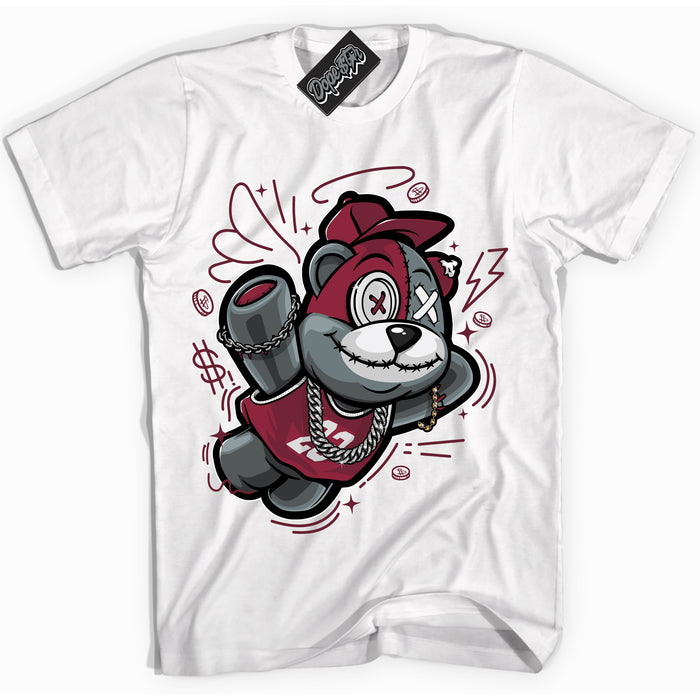 AJ6 Rings Team Red ‘Slam Dunk Bear – White Streetwear T-Shirt | Sneaker Matching shirt for AJ6 Rings Team Red | Graphic Tee for Men & Women Streetwear by Sneaker Shirts Outlet.