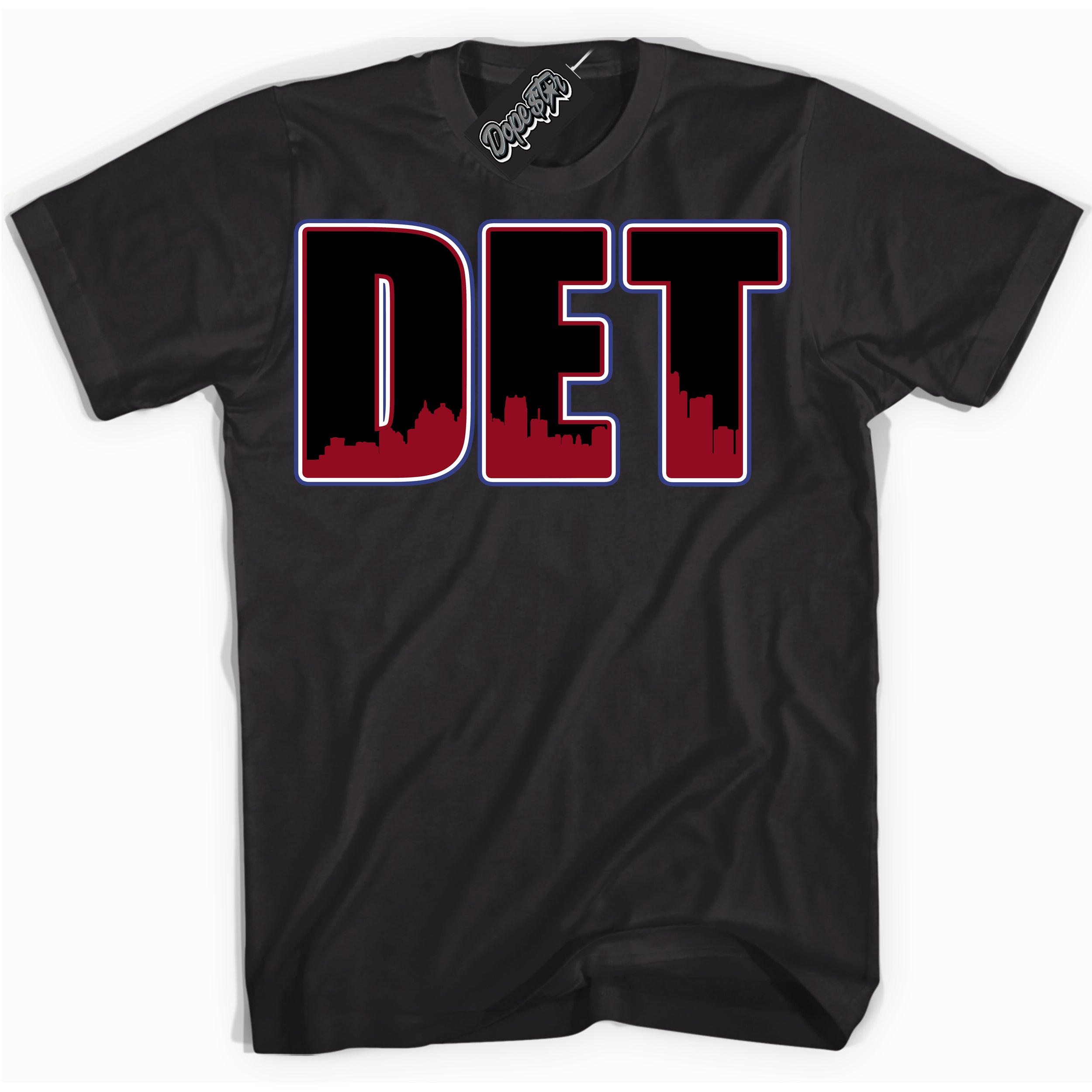Cool Black Shirt with “ Detroit ” design that perfectly matches Playoffs 8s Sneakers.
