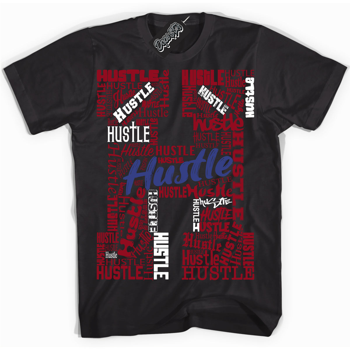 Cool Black Shirt with “ Hustle H ” design that perfectly matches Playoffs 8s Sneakers.