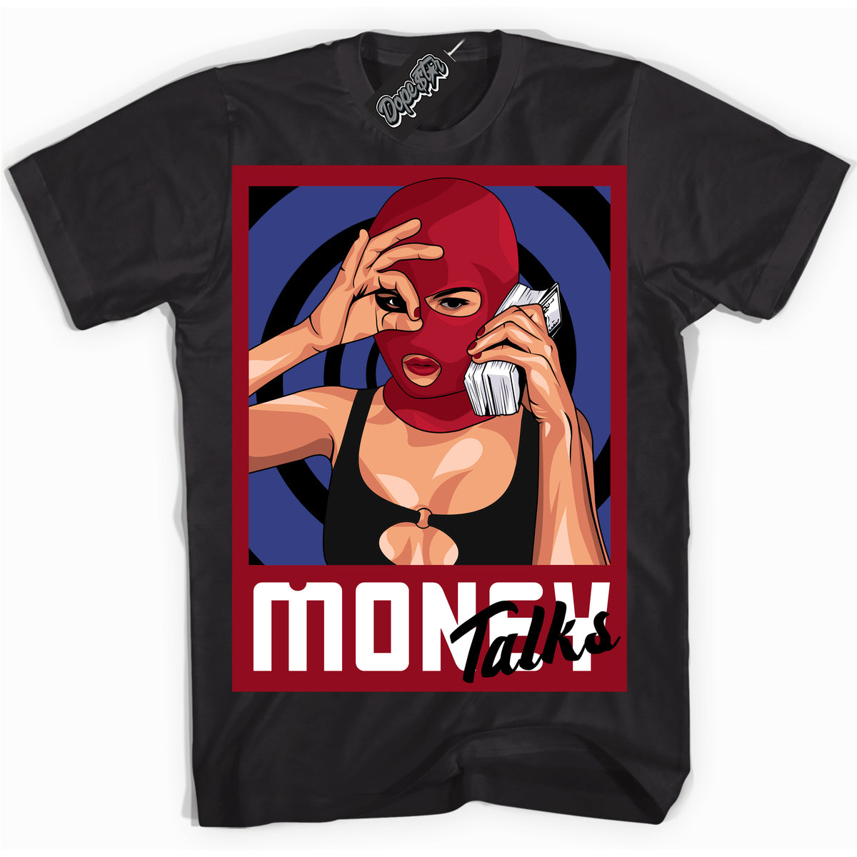 Cool Black Shirt with “ Money Talks ” design that perfectly matches Playoffs 8s Sneakers.