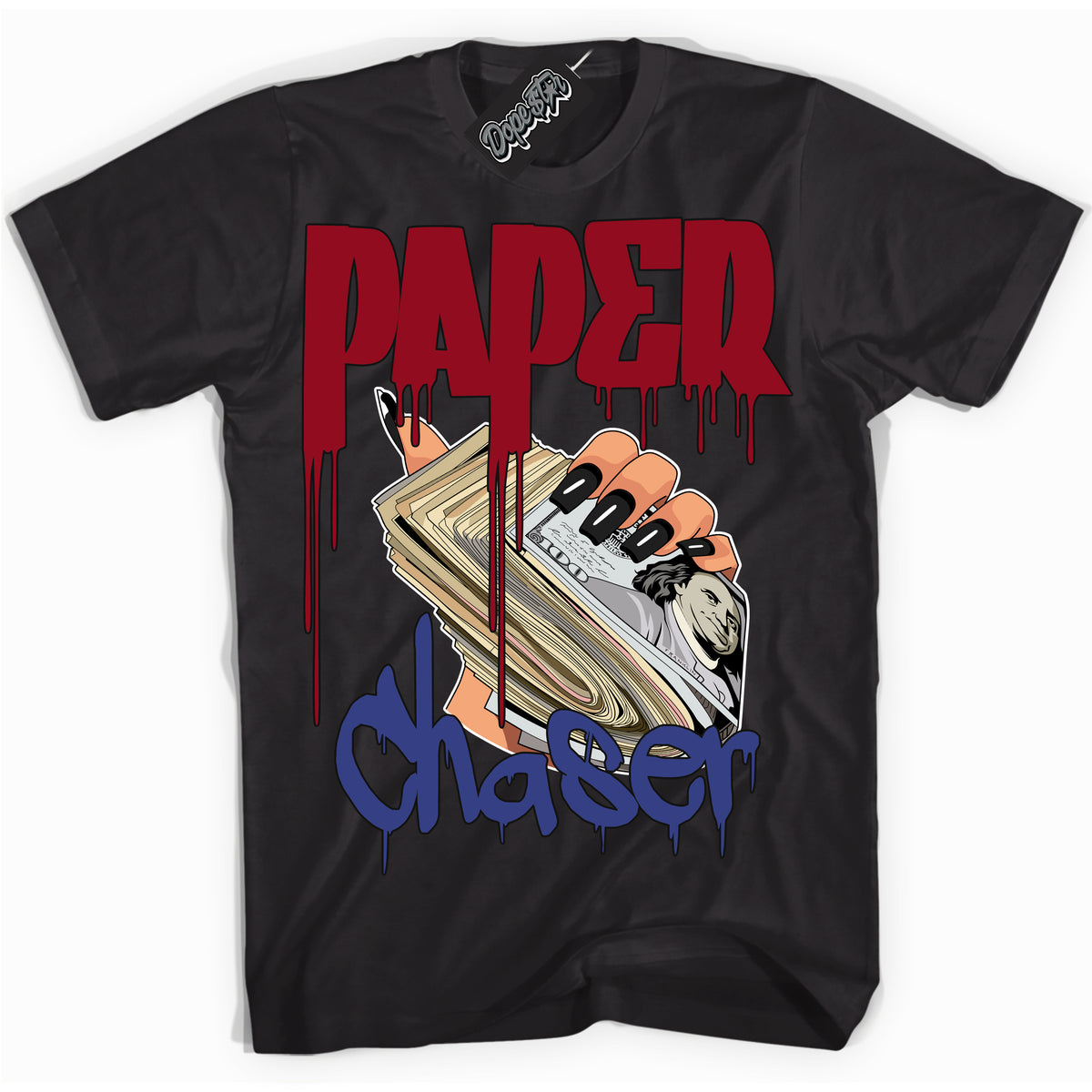Cool Black Shirt with “ Paper Chaser ” design that perfectly matches Playoffs 8s Sneakers.