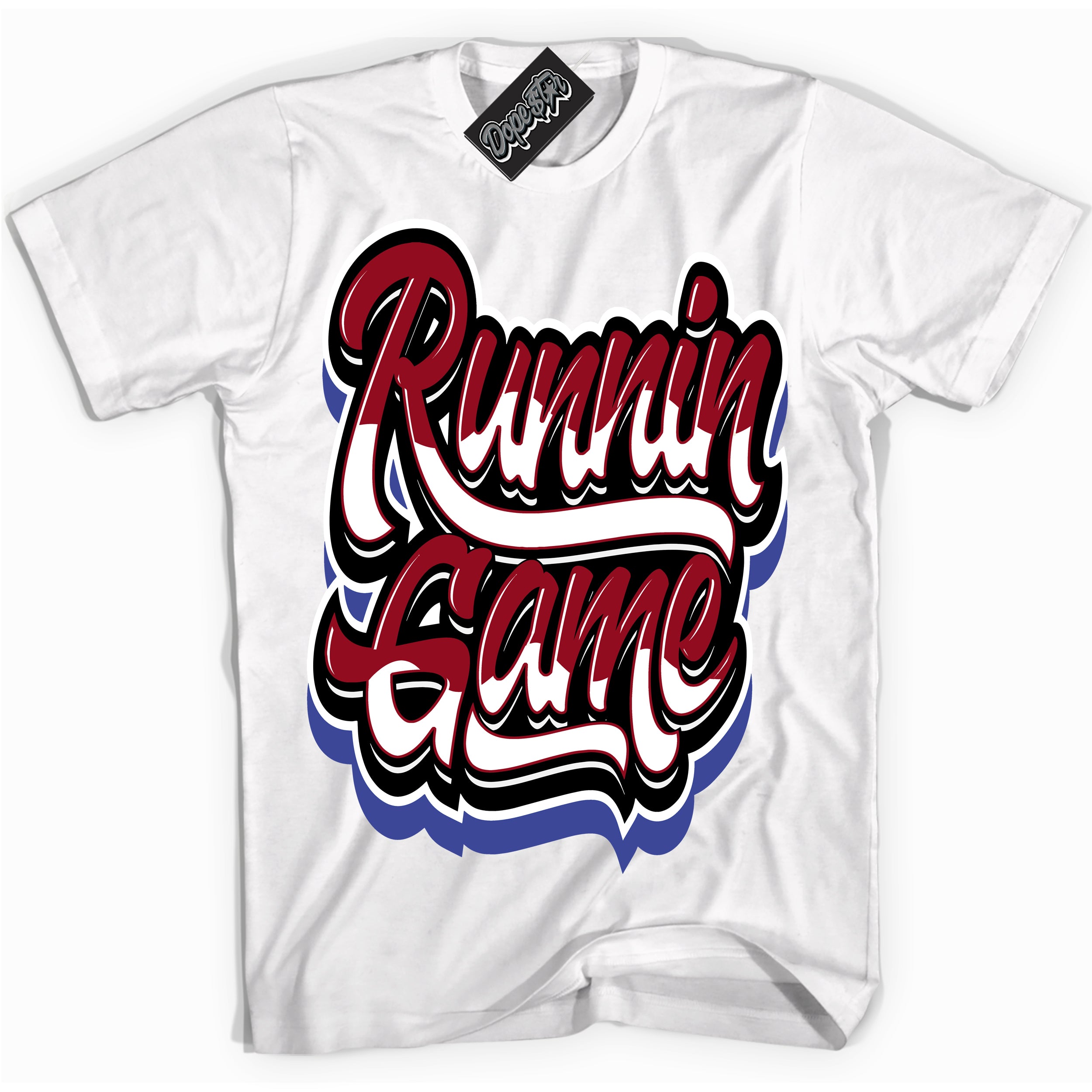 Cool White Shirt with “ Running Game ” design that perfectly matches Playoffs 8s Sneakers.
