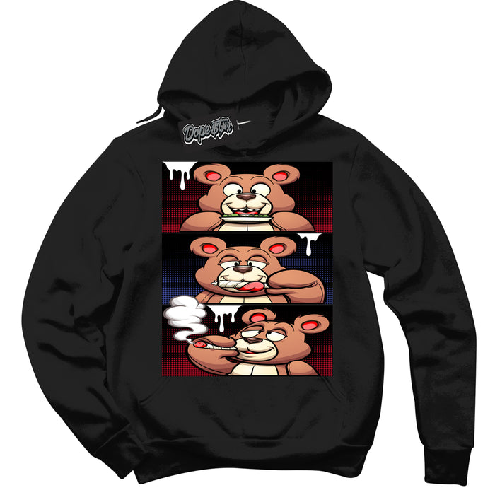 Cool Black Hoodie with “ Roll It Lick It Smoke It Bear ”  design that Perfectly Matches Playoffs 8s Sneakers.