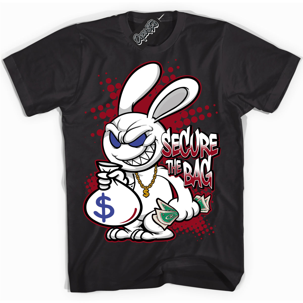 Cool Black Shirt with “ Secure The Bag ” design that perfectly matches Playoffs 8s Sneakers.