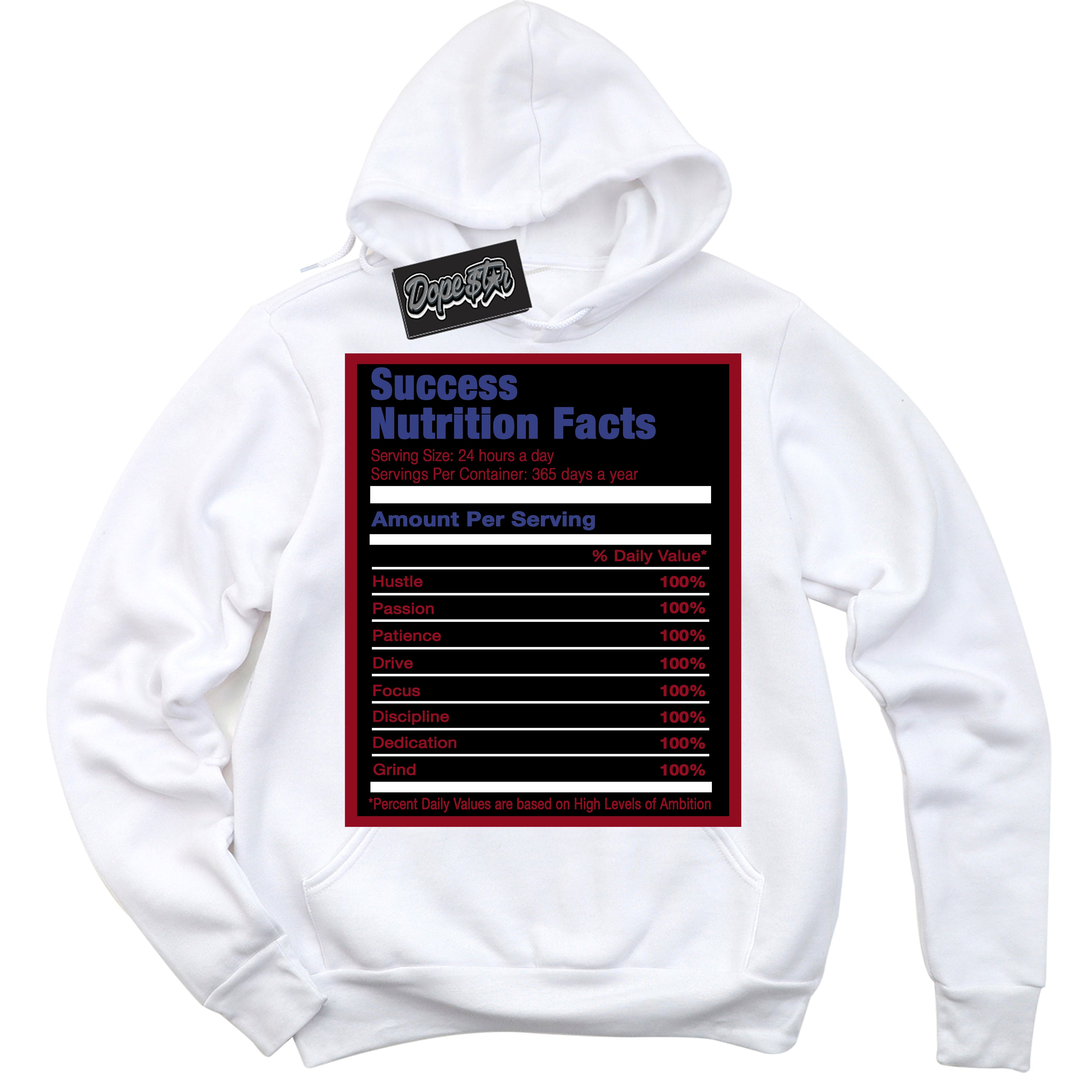 Cool White Hoodie with “ Success Nutrition ”  design that Perfectly Matches Playoffs 8s Sneakers.