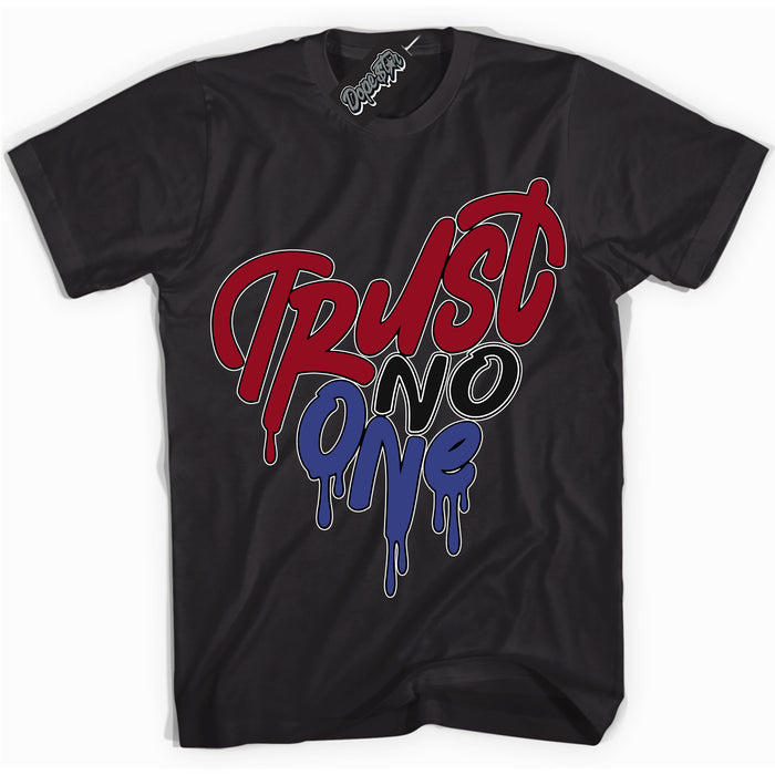 Cool Black Shirt with “ Trust No One Heart ” design that perfectly matches Playoffs 8s Sneakers.