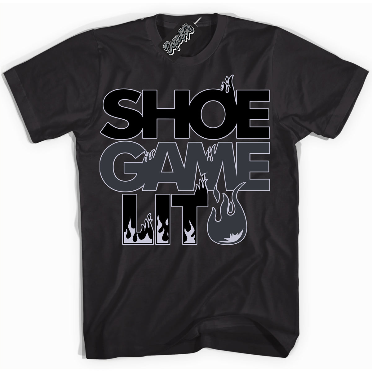 Cool Black Shirt with “ Shoe Game Lit ” design that perfectly matches Winterized Gunsmoke 8s Sneakers.