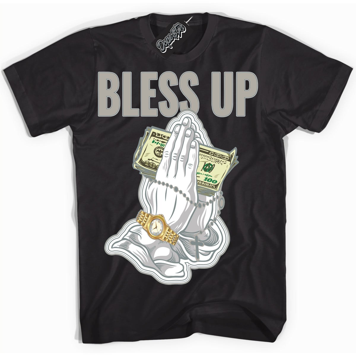 AJ9 Retro Cool Grey ‘Bless Up’ – Black Streetwear T-Shirt | Sneaker Matching shirt for AJ9 Retro Cool Grey | Men's and Women's Streetwear Graphic Tee by Sneaker Shirts Outlet.
